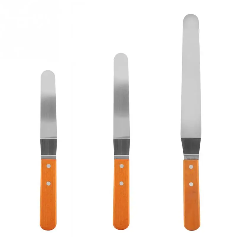 Шпатель для торта из нержавеющей стали нож смокинга с деревянной ручкой шпатель