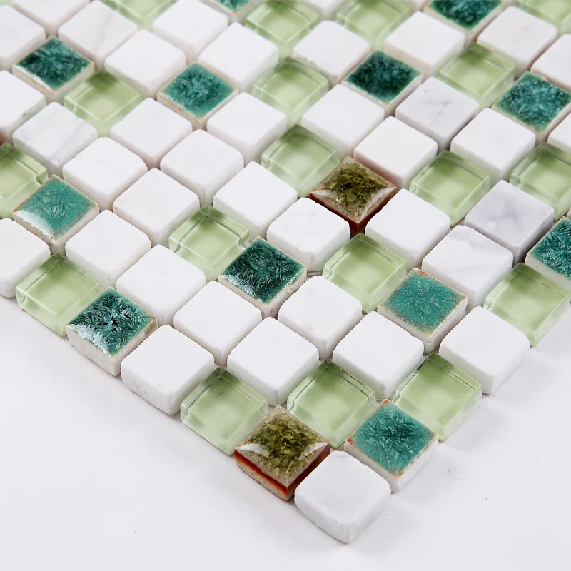 Зеленая фарфоровая печь керамическая Смешанная мозаичная плитка из