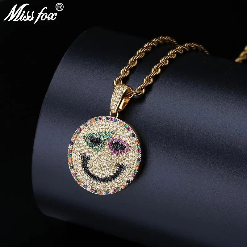 Ожерелье MISSFOX с подвеской в стиле хип хоп для детей цепочка кулоном и покрытием 24