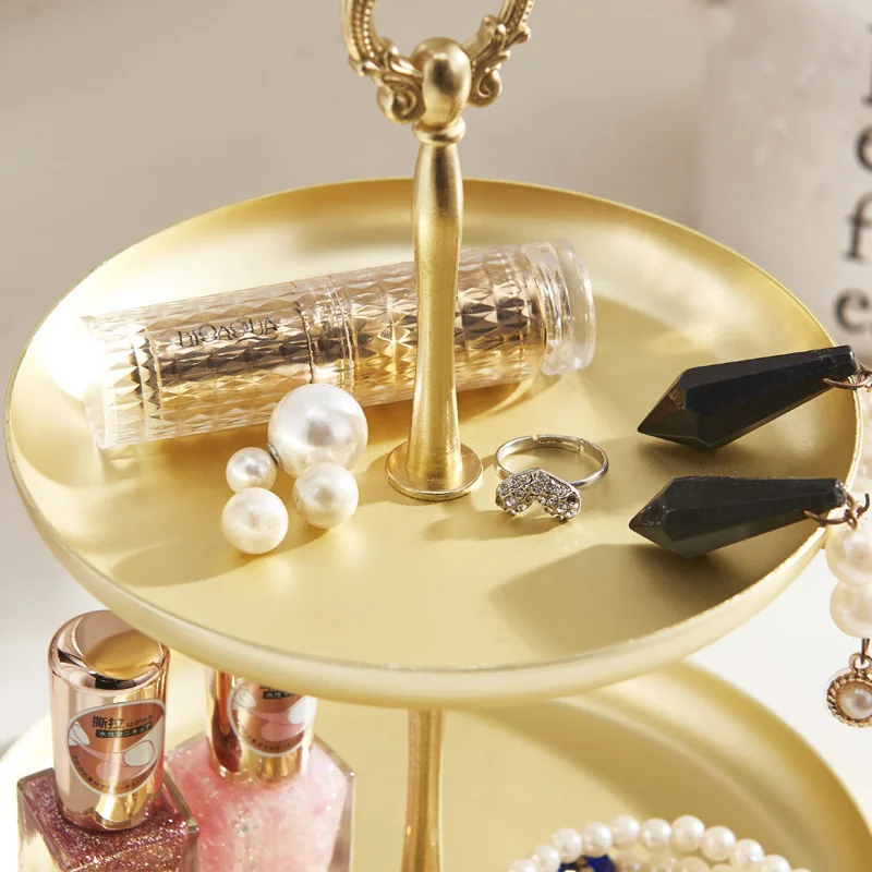 Латунный лоток для хранения в стиле ретро золотой органайзер макияжа коробка