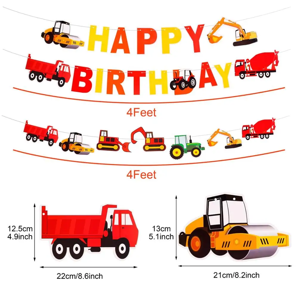 38 шт. набор для детской вечеринки с декором Dump Truck Happy Birthday Decor Kids Kits Set Baby Shower Favor Supplies.