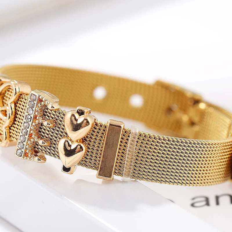 BAOPON розовый золотой серебряный цвет нержавеющая сталь сетка браслет с