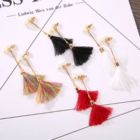 black red white colorful tassel pendant white simulated pearl stud golden stick drop earrings for women dangle earrings