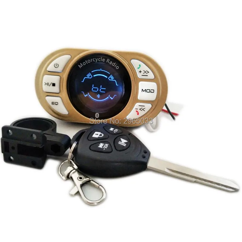 Мотоцикл Беспроводной дистанционного сигнализация Динамик USB MP3 AUX TF карты FM