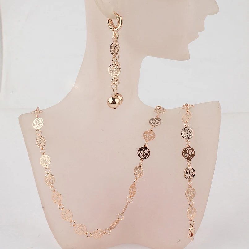 Винтажный комплект ювелирных изделий с ажурным цветком для женщин ожерелье