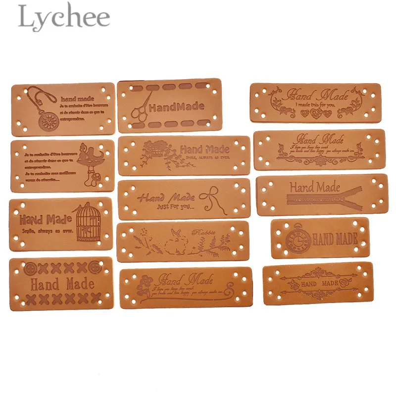 Этикетки Lychee Life из искусственной кожи ручной работы 20 шт. кнопки ножницы узор
