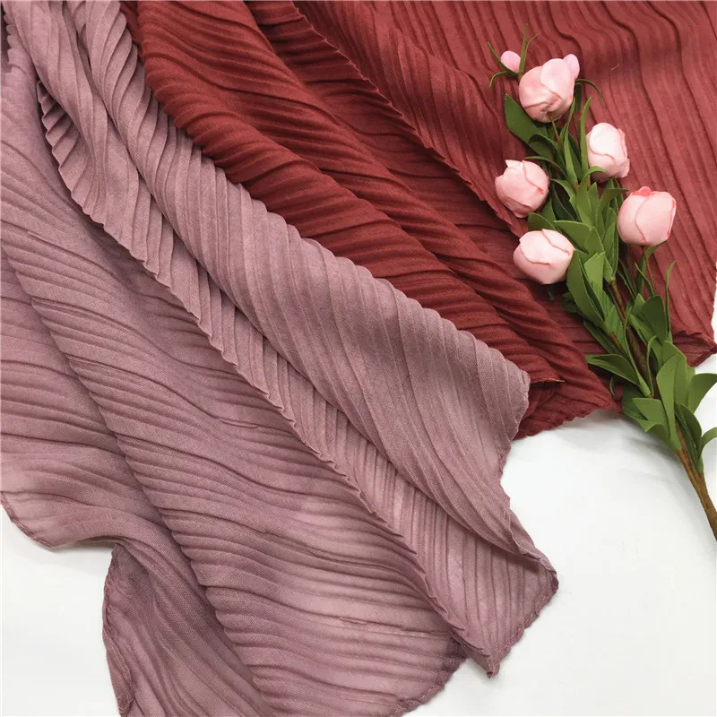 1 шт. плиссированный однотонный хиджаб Макси шарф 11 цветов лоскутные шарфы шали