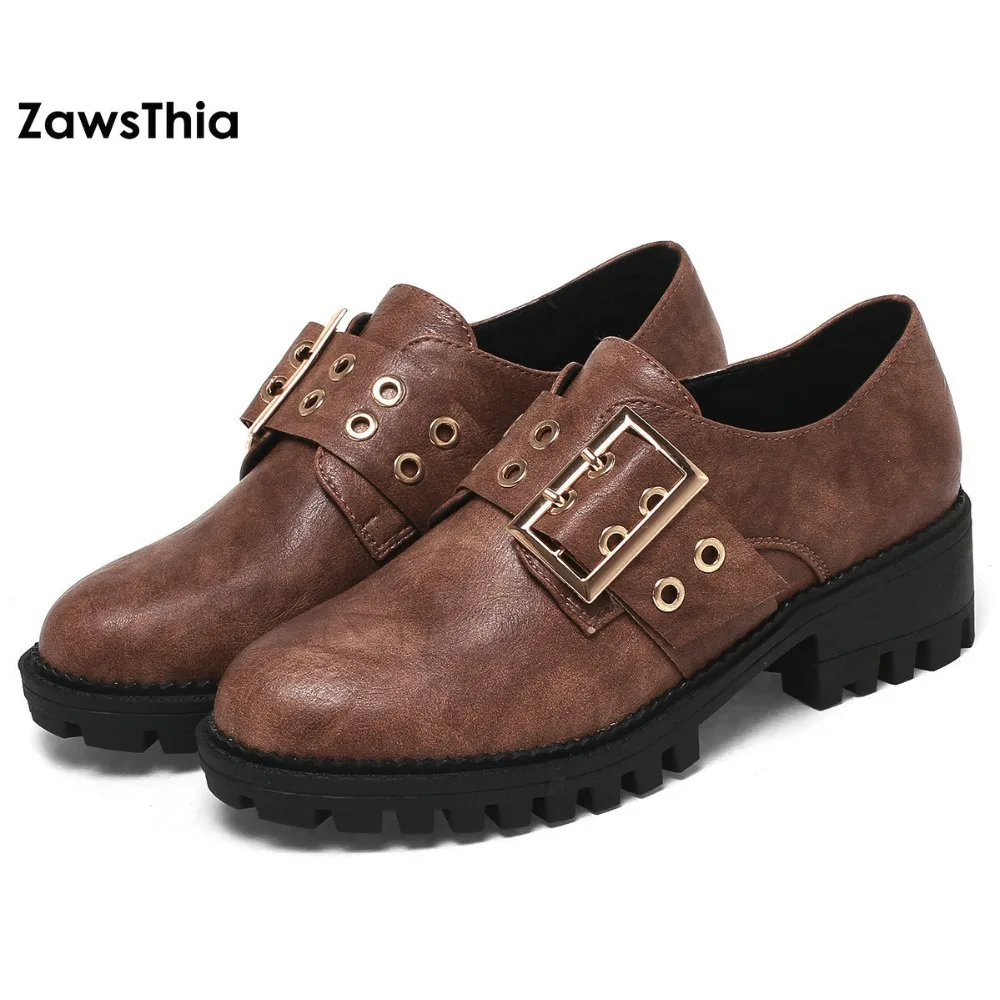 ZawsThia/2019 г. весенне летние женские оксфорды в британском стиле на плоской подошве