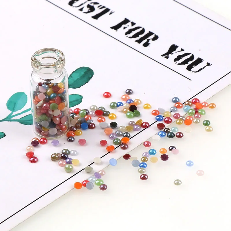 500 шт./компл. разноцветные полукруглые керамические бусины с плоской задней