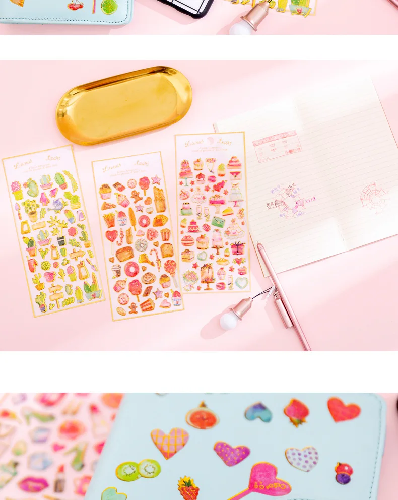 24 pcs/lot Sweet Cake Geometry Diy 3D Decorative Stickers Scrapbooking Stick Label Diary Stationery Album Stickers