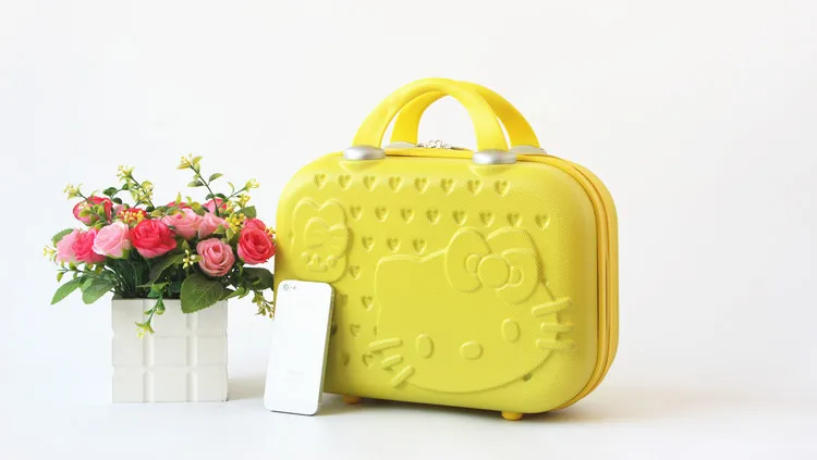 Мультяшная косметичка hello kitty Hellokitty макияж чехол ABS 14 дюймов милый Туризм стильный чемодан багаж Maleta Valise