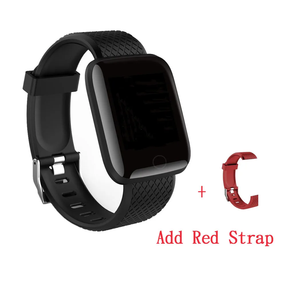 BlackAddRedStrap Спортивный смарт-браслет для мужчин, водонепроницаемый браслет для женщин, кровяное давление, пульсометр, фитнес-трекер, браслет для Android IOS - Цвет: BlackAddRedStrap