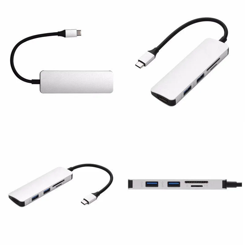 5 в 1 Type-C концентратор USB-C к 4K HDMI USB 3 0 SD TF кардридер адаптер для MacBook HSJ-19 |