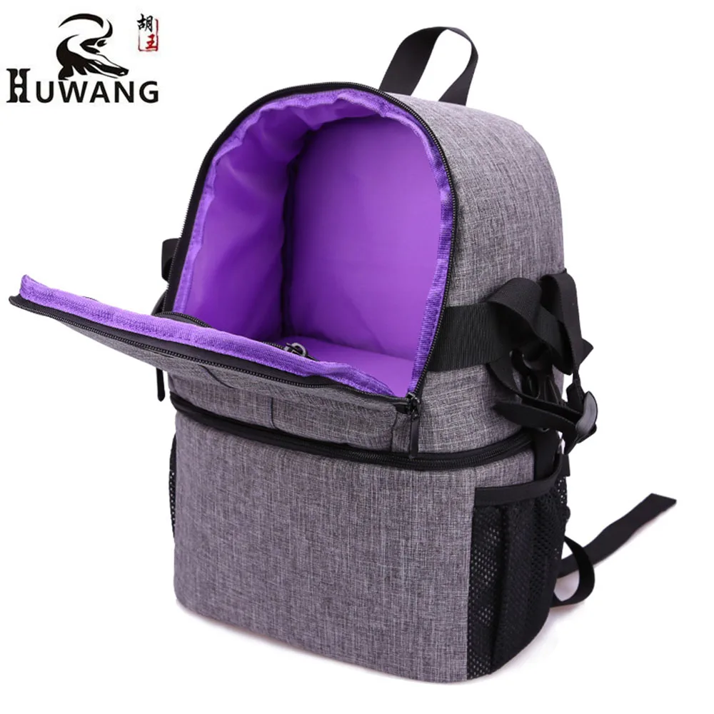 Purple Мода Высокая плотность ткань Оксфорд DSLR камера рюкзак Открытый фотографии камеры сумки водонепроницаемый мульти-карман удобно - Цвет: Purple