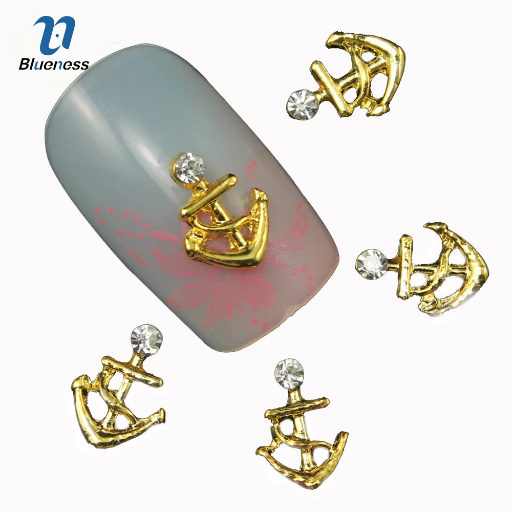 стразы для ногтей10 шт. ногтей украшения золотой якорь форма со стразами 3D шпильки