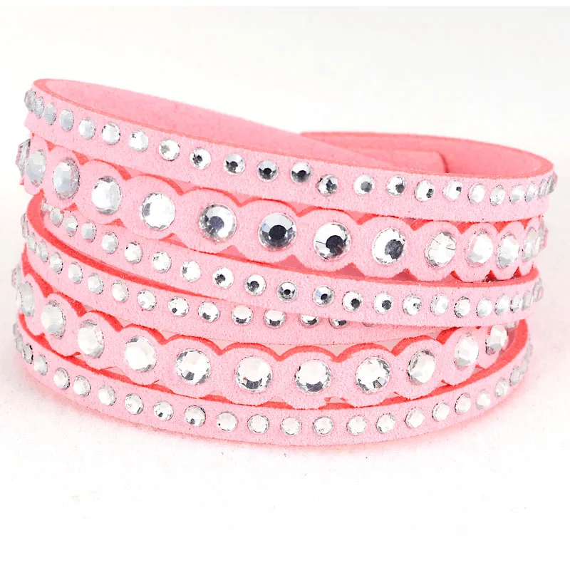 Новое поступление Slake стразы Кристалл замша двойной браслет с полной ПАВЕ для