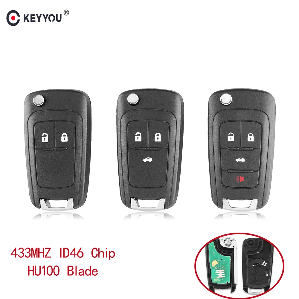 KEYYOU 2/3/4 кнопки Флип складной дистанционный ключ для автомобиля брелок Chevrolet Cruze