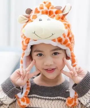 giraffe 1 шт. Детская плюшевая шляпа лес джунгли животные, тигр, Лев, обезьяна жираф слон кенгуру Волк Кепка с пандой детский сад ролевая игрушка - Цвет: giraffe