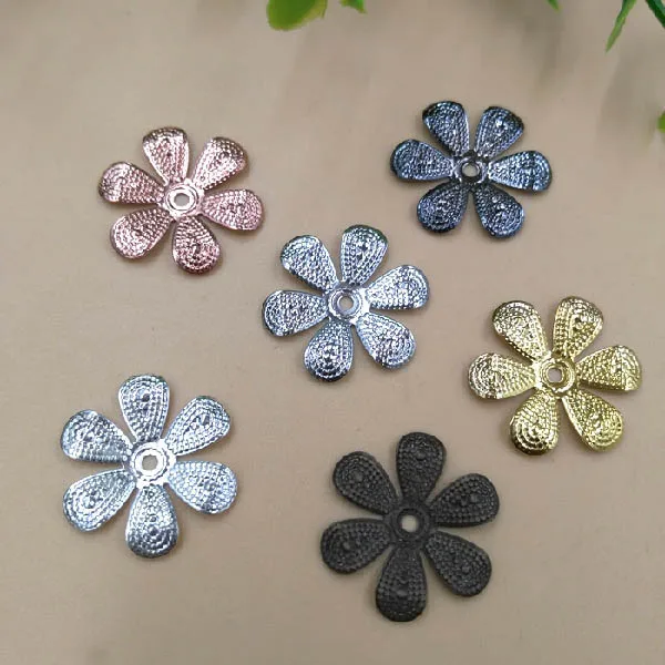 

16mm Vintage Filigree Flower Charms Spacer Beads Caps Hair Sticks Bu Yao Hair Clasps DIY Jewelry Findings Multi-color Plated