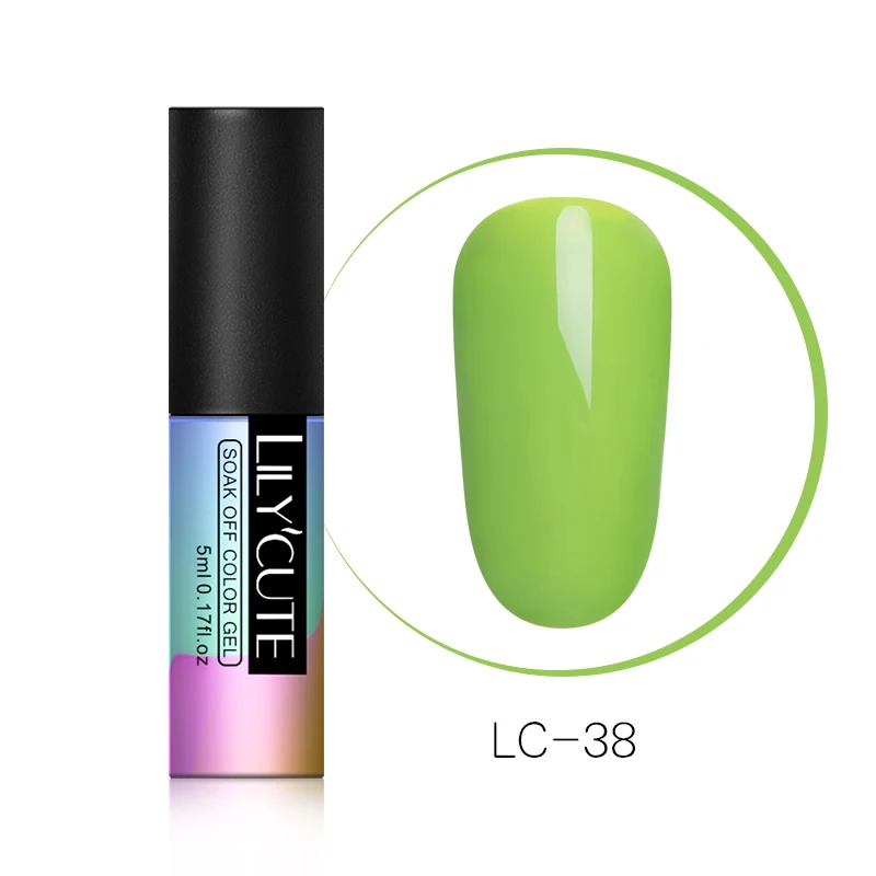 LC-38 LILYCUTE зеленый УФ-гель для ногтей Vernis полуперманентный дизайн ногтей украшение чистый Гель-лак для маникюра дизайн ногтей 5 мл - Цвет: LC-38