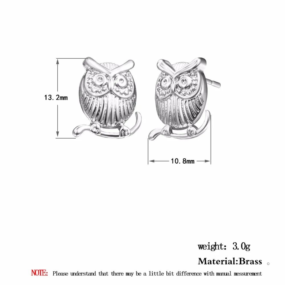 Kinitial женские серьги с совой очаровательные ювелирные изделия модные крошечные