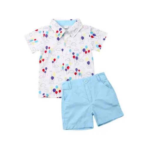 

2019 Summer Boy Clothes 2pcs Toddler Kids Baby Boy Gentleman Clothes Floral Shirt Tops Shorts Pants Outfit