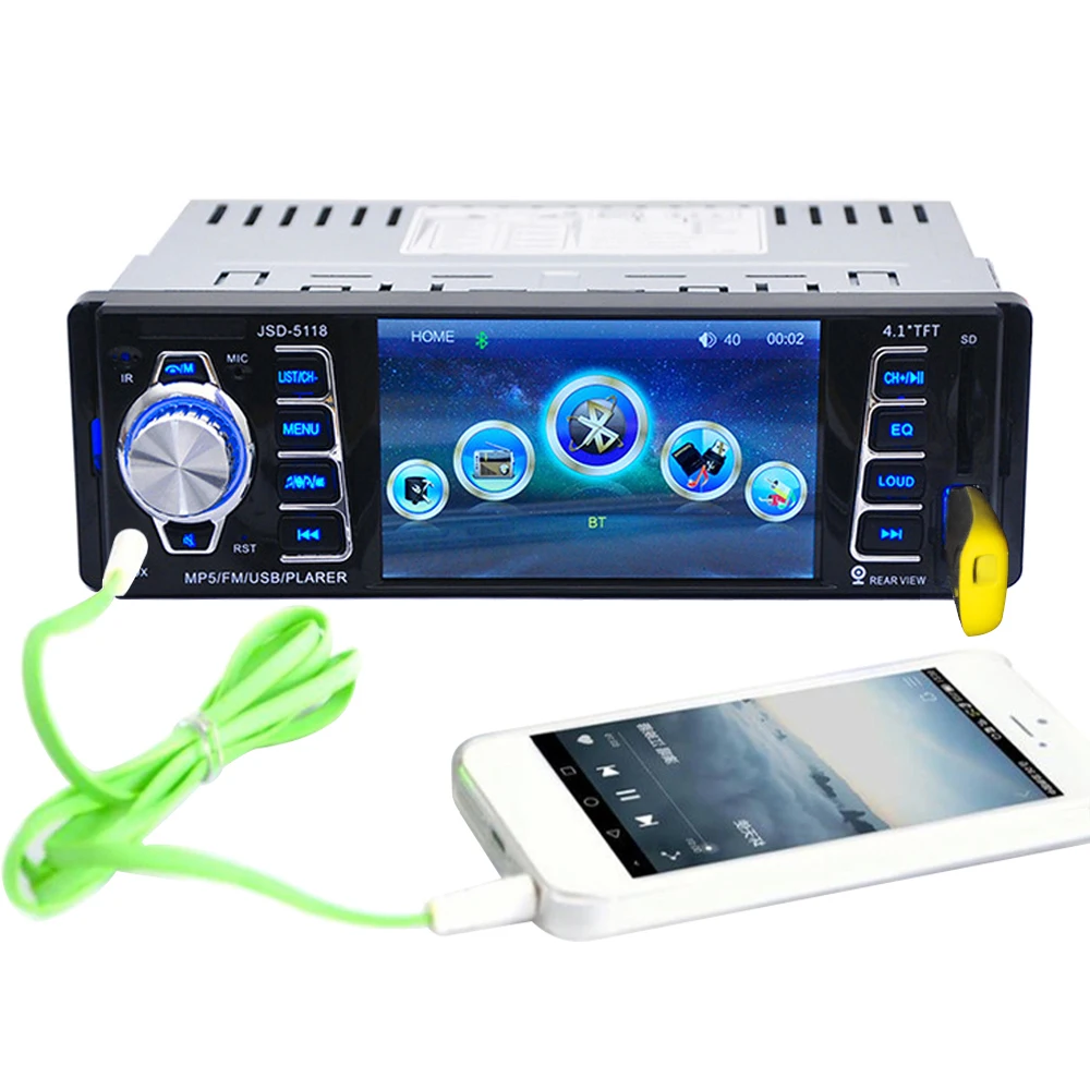 AZGIANT 4,1 дюймов ISO 1 Din MP5 плеер автомобильное радио аудио стерео USB AUX FM радио станция Bluetooth с пультом дистанционного управления