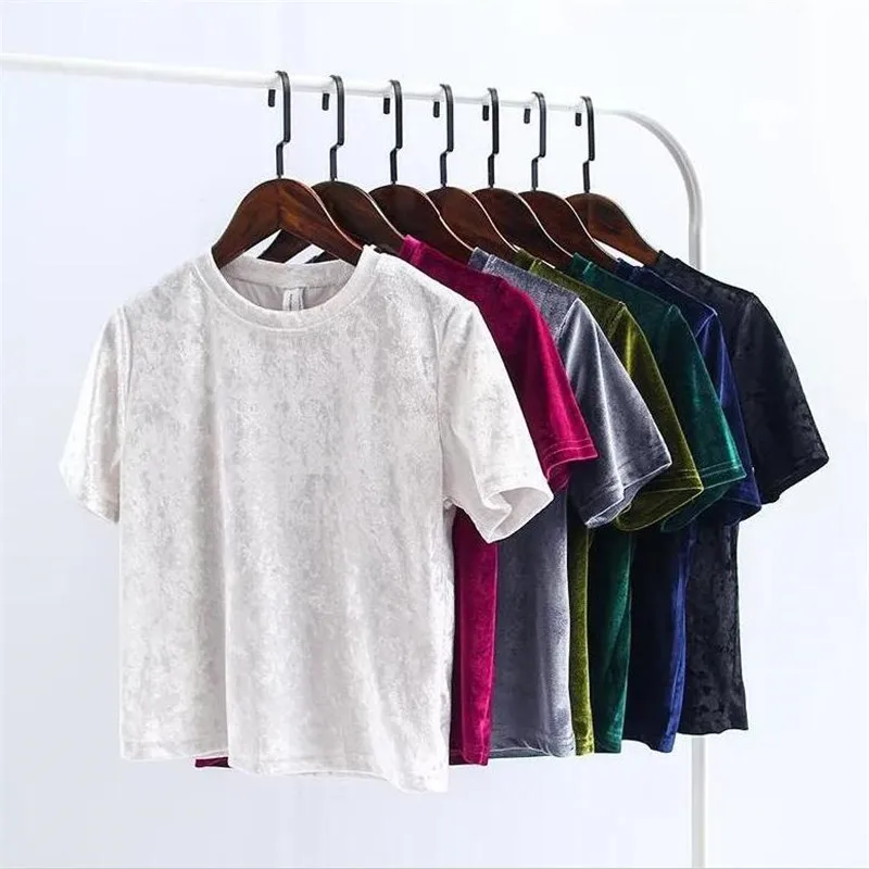 Женская Вельветовая рубашка с коротким рукавом и круглым вырезом | одежда