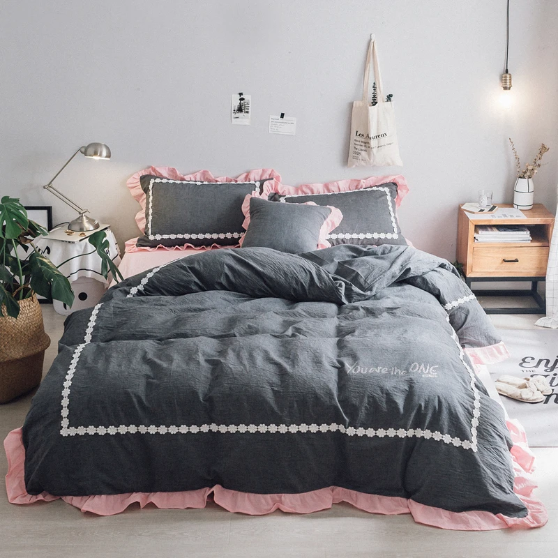 Комплект постельного белья принцессы с оборкой кружевное постельное белье из