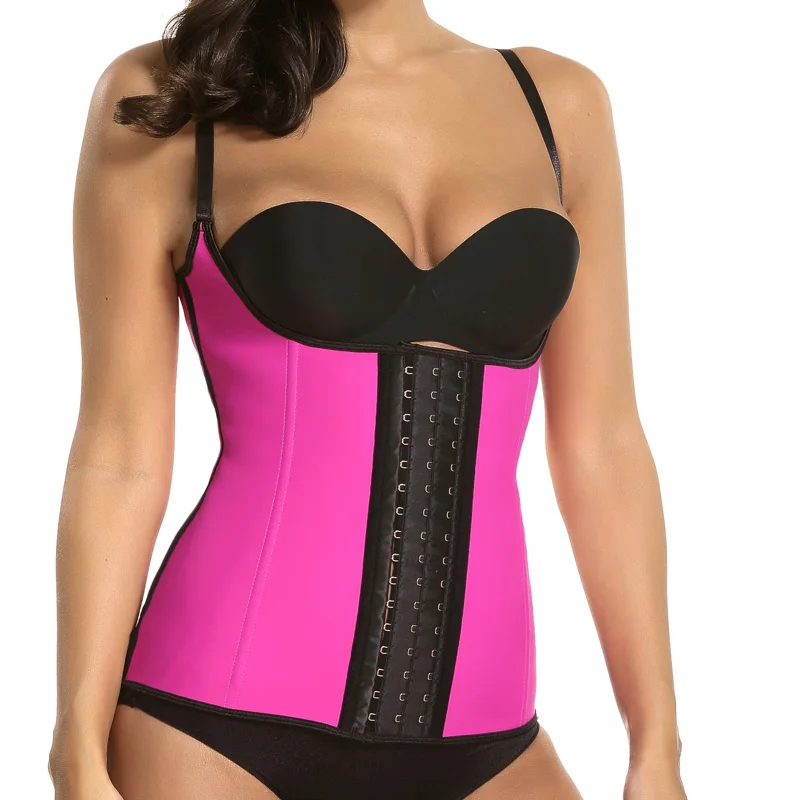 pink Утягивающий жилет из латекса с 3 крючками размера плюс xxxl, Корректирующее белье для женщин, современный утягивающий жилет из резины - Цвет: pink