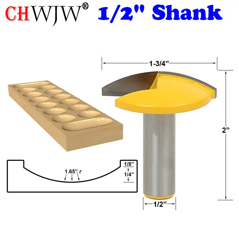 

1pc 1/2" Shank Small Bowl Router Bit - 1.65" Radius - 1-3/4" Wide For Woodworking Cutting Tool