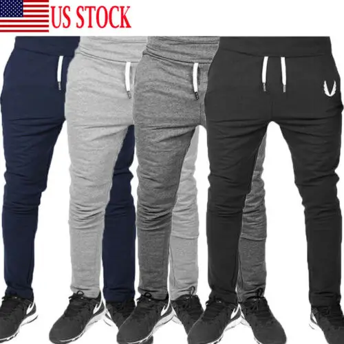 Men Casual Long Sport Pants Gym Slim Fit Trousers Running Joggers Sweatpants | Мужская одежда