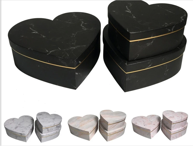 

54pcs wholesale heart-shaped round flower packaging gift box, gold foil wedding decoration preferred gift flower box