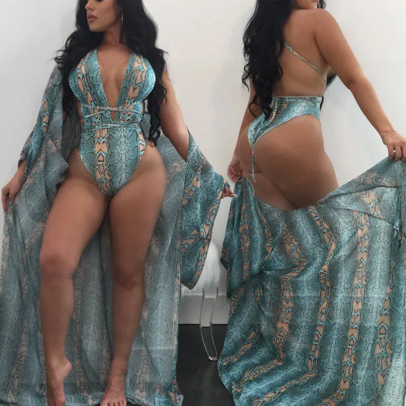 Женские Купальники 2 шт. бикини + кафтан накидка платье женская пляжная одежда