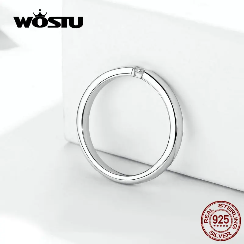 WOSTU обручальное кольцо любовь подлинные 925 пробы серебряные маленькие циркониевые кольца для женщин Роскошные ювелирные изделия для помолвки FIR542