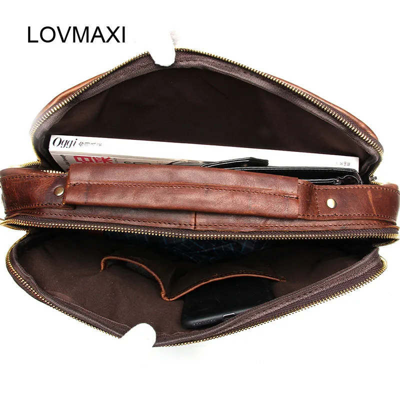 LOVMAXI коровья кожа винтажные мужские портфели Сумки Crazy horse кожаная сумка на плечо