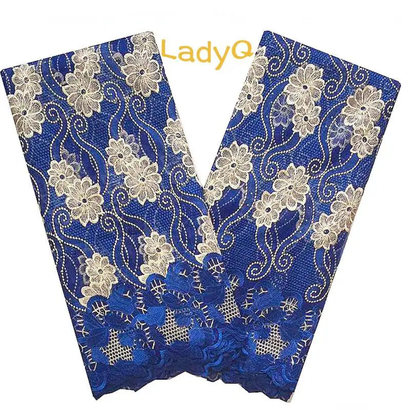 Royal Blue Швейцарское кружево материал СЕРЕБРО африканская кружевная ткань высокое качество кружева для невесты 5 ярдов французский шнур нигерийская зеленая кружевная ткань - Цвет: Royal Blue