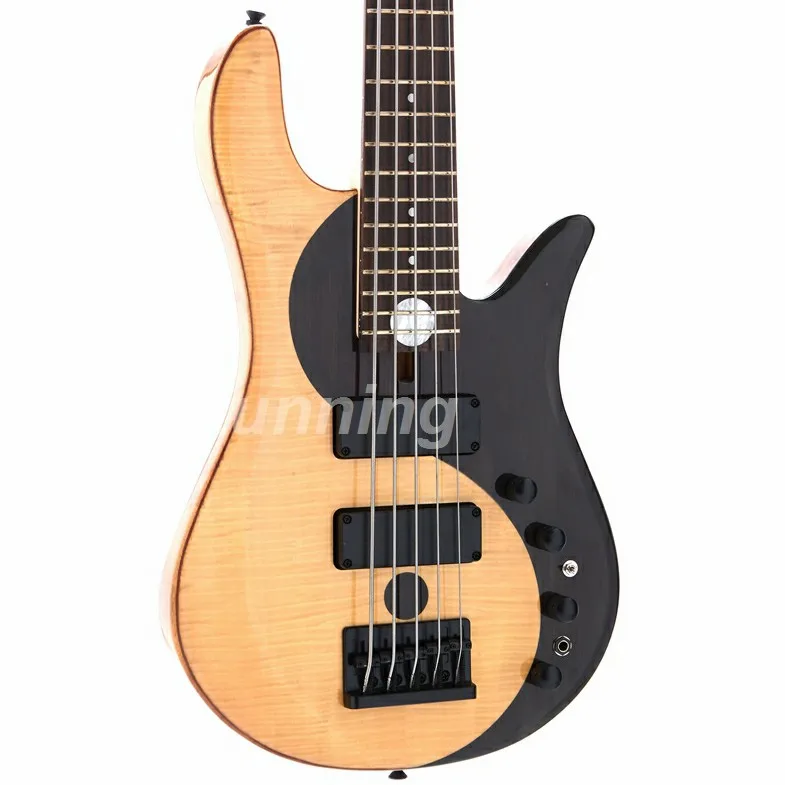YINYANG 5 струн электрическая бас гитара под клен Топ ШПОН палисандр 2 Humbuckers пикапы