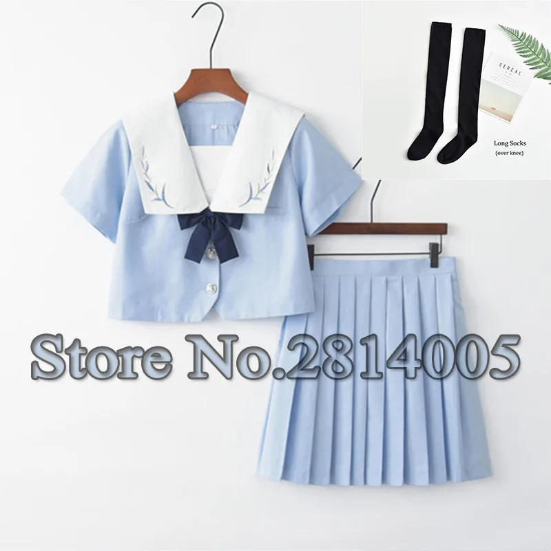 Short Set With Socks Синий японский Seifuku матросский костюм Школьная форма для студентов для подростков темно-синий стиль школьная форма s для косплея девочек - Цвет: Short Set With Socks