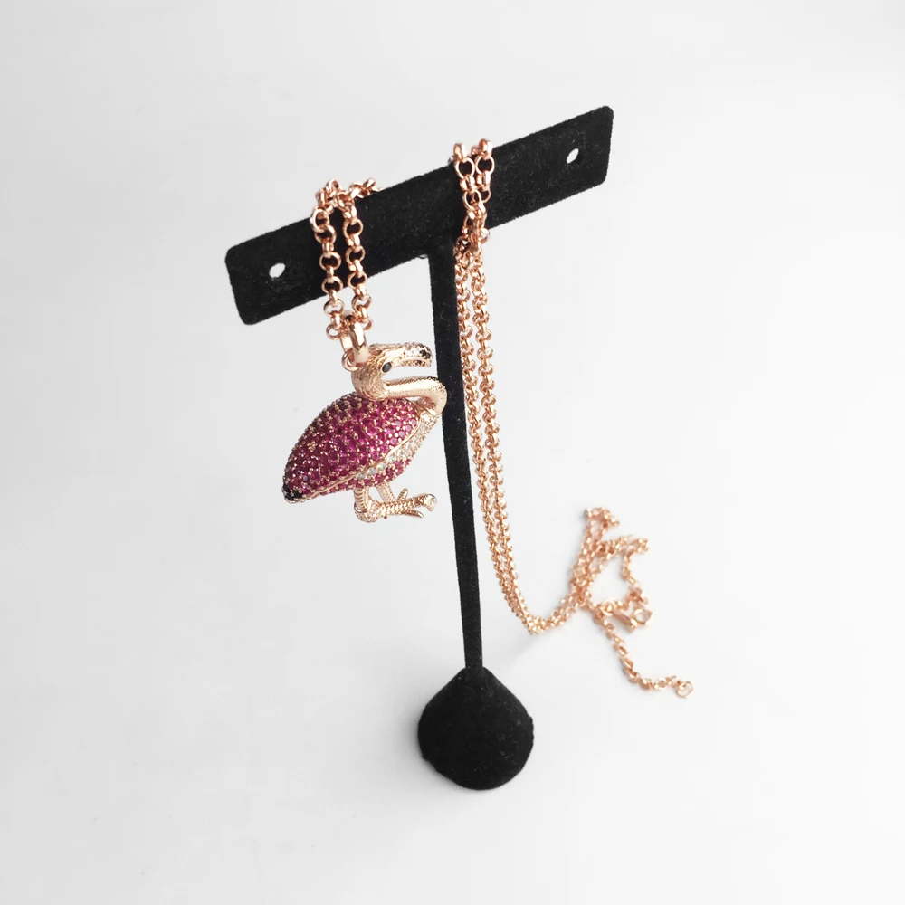 Кулон с красной птицей розовое золото 925 стерлингового серебра для женщин