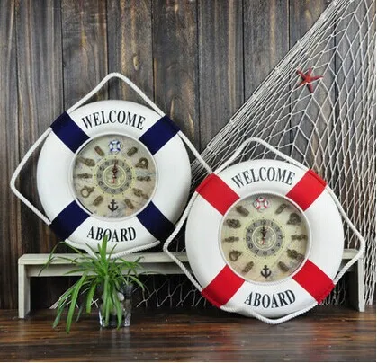 Добро пожаловать на борт спасательный круг настенные часы Средиземноморское