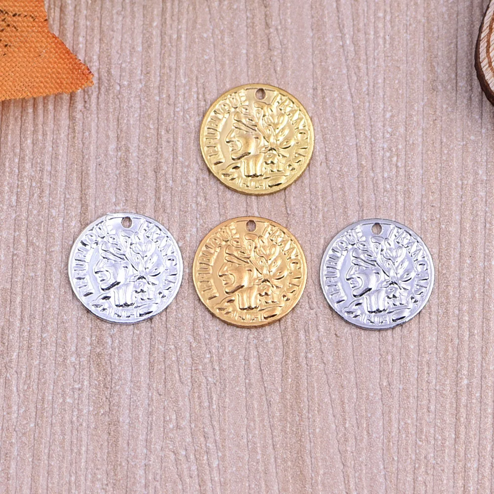 LEENAHAR 20pcs/лот Позолоченные посеребренные 10 мм медные монеты Подвески Медная
