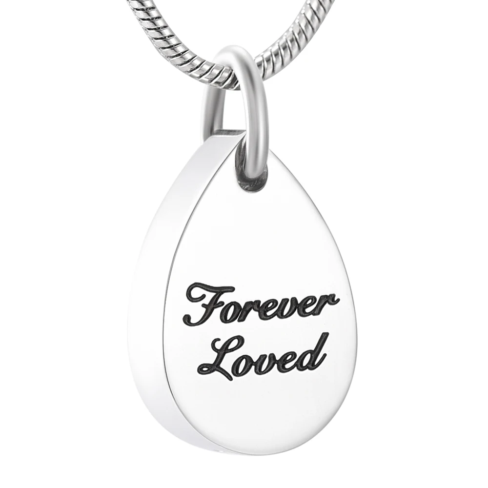 IJD9999 гравировка логотипа на заказ Forever Love ожерелье с урной память в форме капли