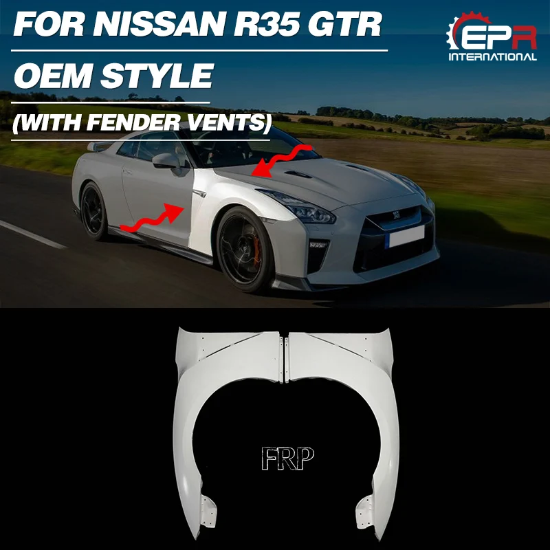 Автомобильные аксессуары для Nissan GTR R35 OEM FRP стекловолокно переднее крыло с Fender Vent