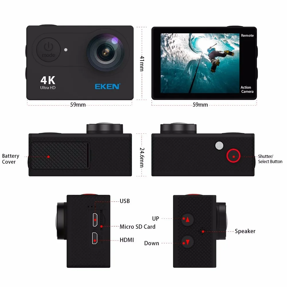 Камера движения для дайвинга H9R с дистанционным управлением 4K HD motion camera