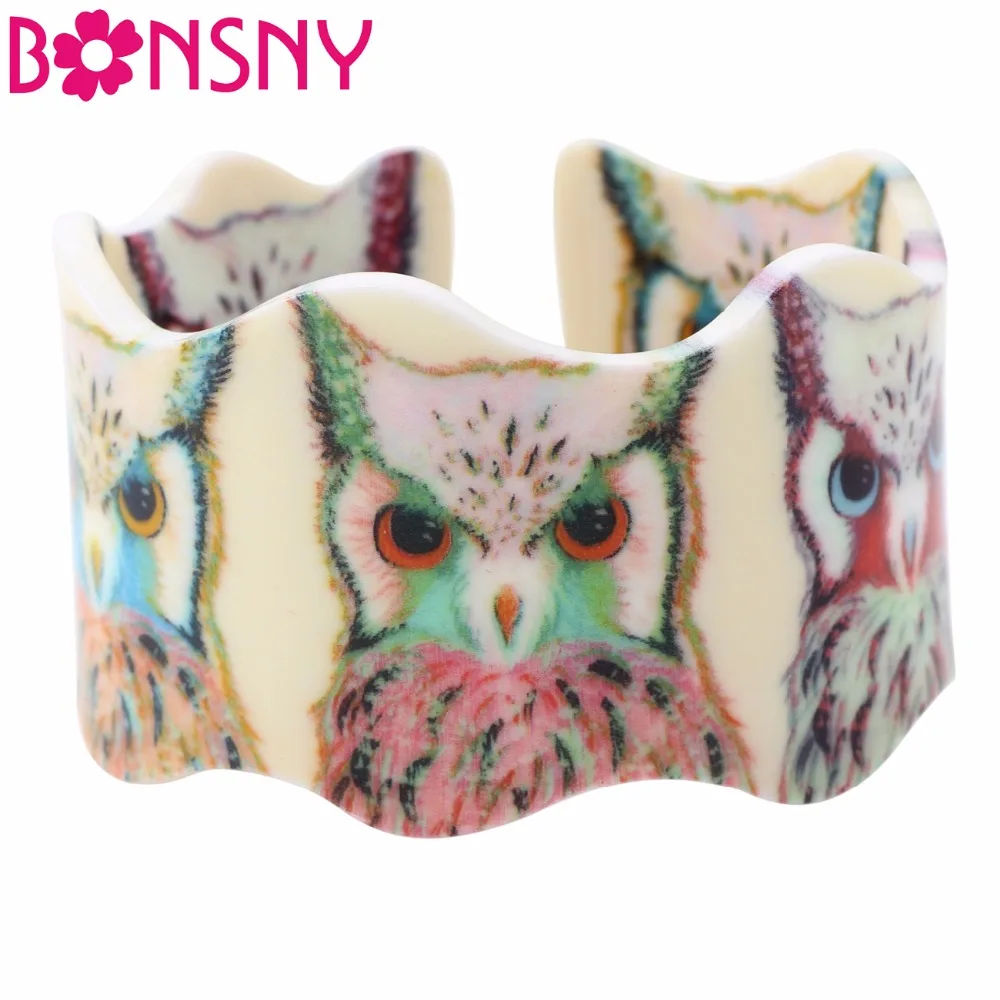 Bonsny уникальные браслеты с широкими вещами в виде совы ювелирные изделия для