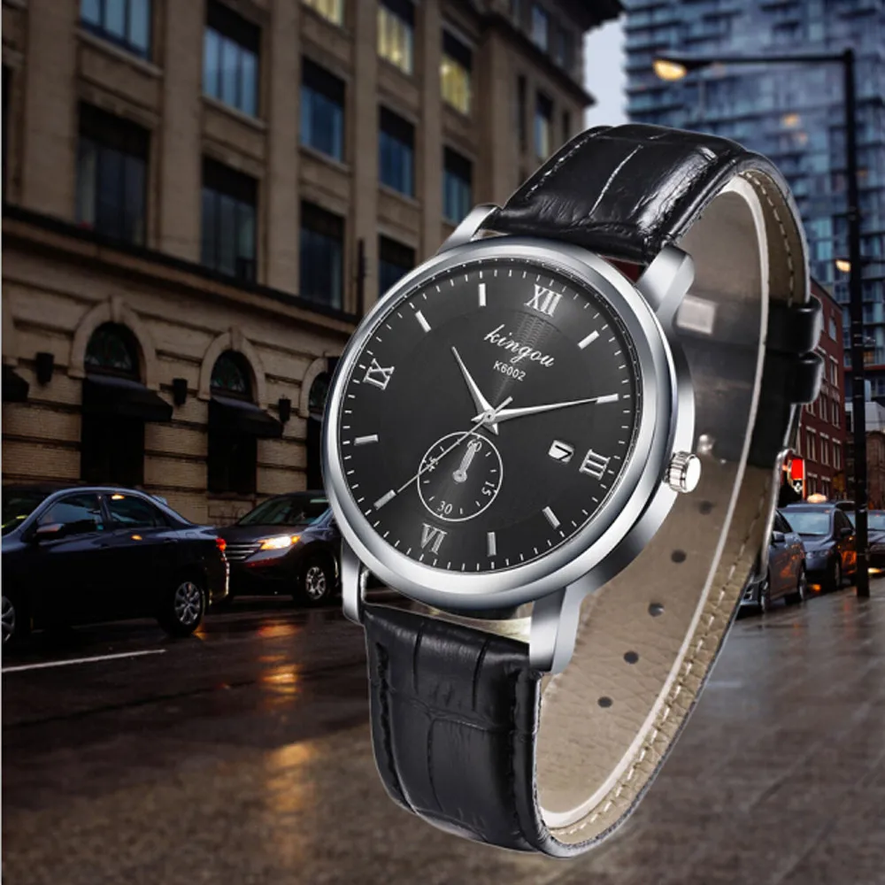 

Men Retro Design Leather Band Analog Alloy Quartz Wrist Watch F
