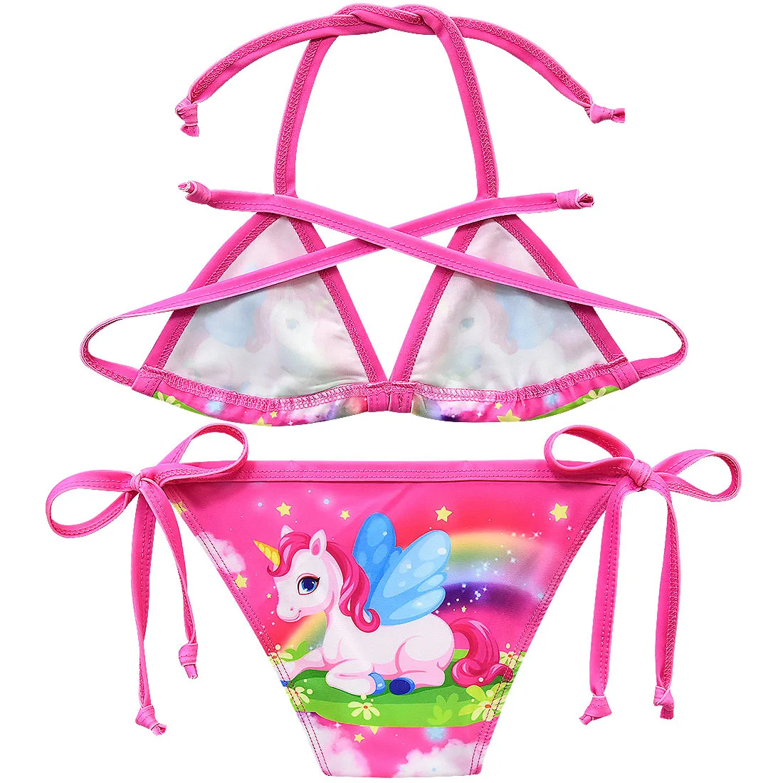 New Unicorn Girls Swimsuit Two Piece 3-12 Years Children's Swimwear Unicorn Bikini Set For Girl Swimming Beachwear G48-8073