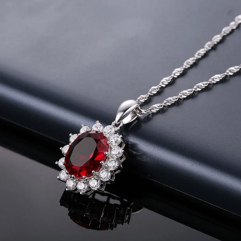 Женская подвеска из серебра 925 пробы с овальным Рубином карата | Украшения и