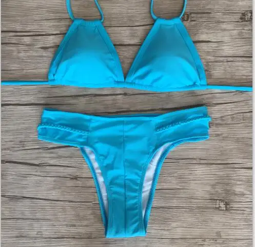 2017 Новый Сексуальный Micro solid Bikinis Swimsuit Женщин Купальники Холтер Бразильское